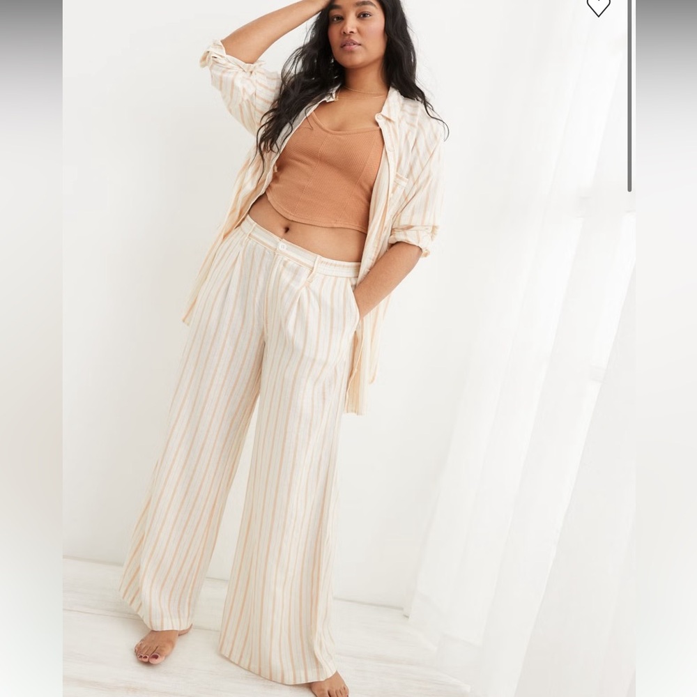 Aerie Linen Blend High Waisted Trouser XS